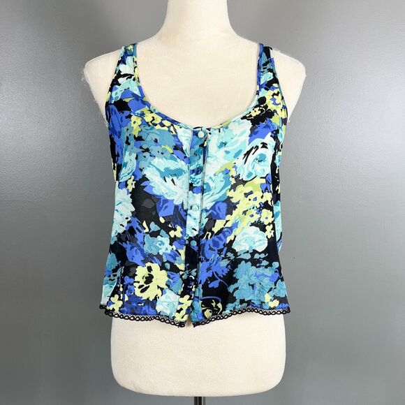Free People Intimately Tank S Crop Racerback Floral Boho Flirty Feminine Whimsy - Picture 1 of 8